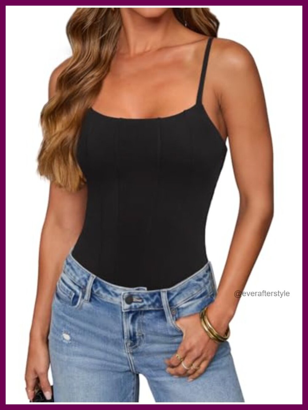 Sexy Square Neck Adjustable Strap Sleeveless Backless Bodysuit